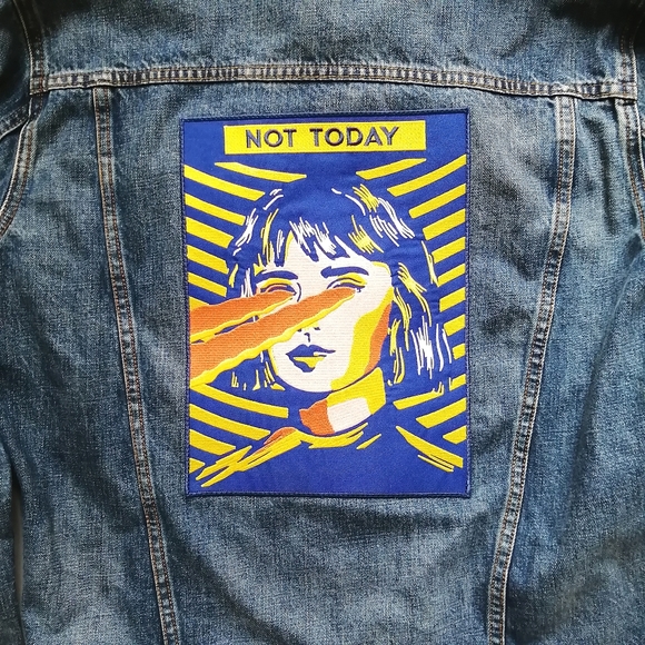 Laser Girl Blue Trucker Denim Jacket Medium NWT - Picture 3 of 15